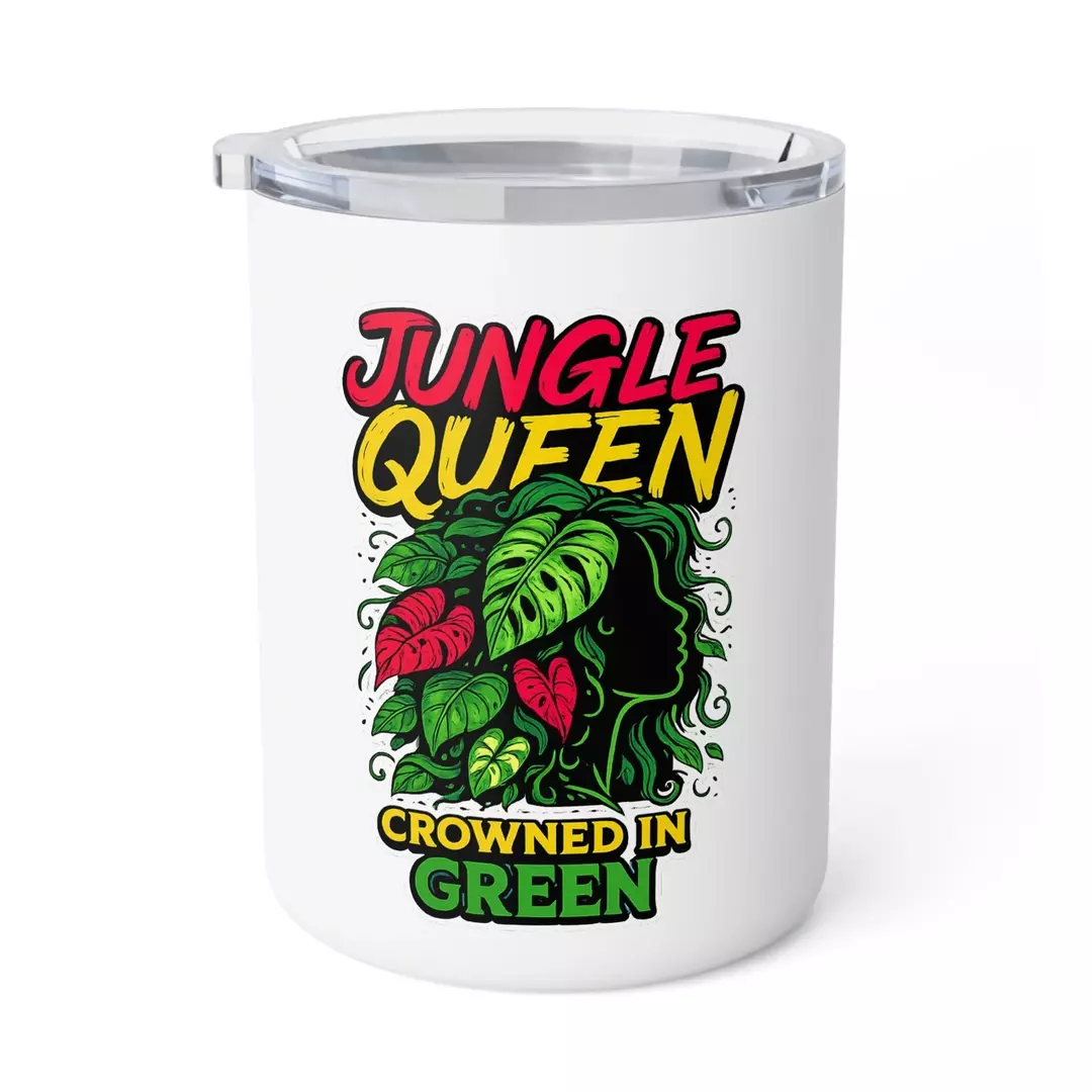 "Jungle Queen: Crowned in Green" Insulated Coffee Mug thumbnail