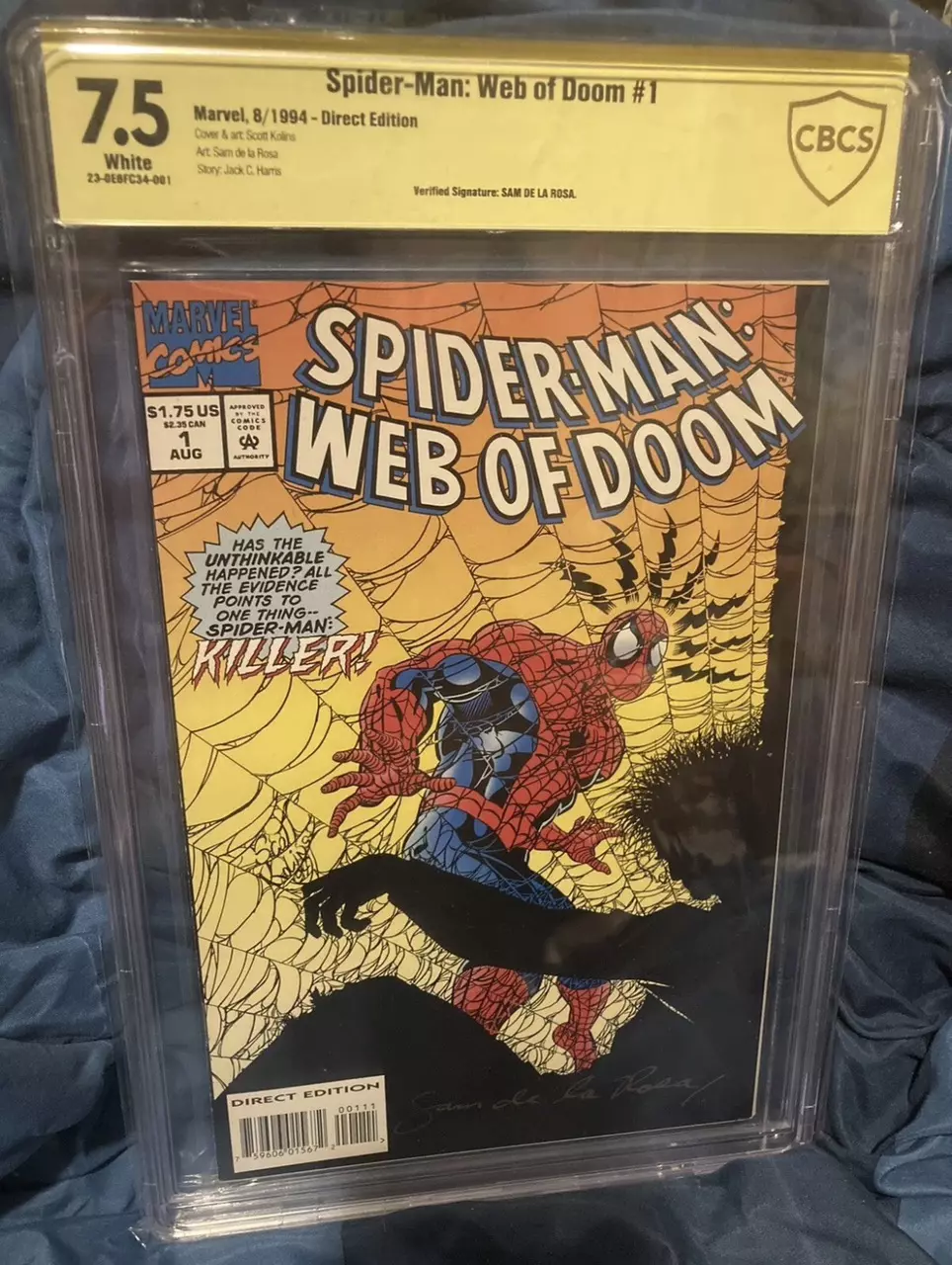 Spider-Man: Web of Doom #1 - SIGNED - Sam De La Rosa - Top POP1 w/ SIG - 7.5 CGC thumbnail