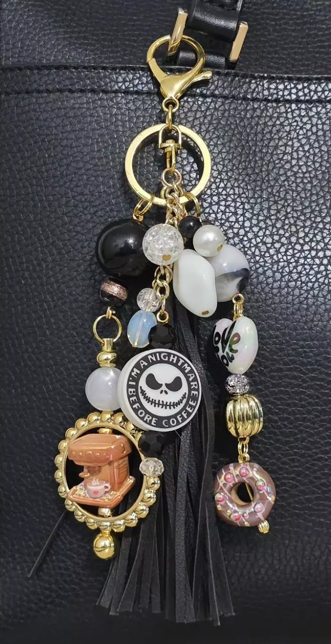 HANDMADE Nightmare Before Coffee Bag Charm thumbnail