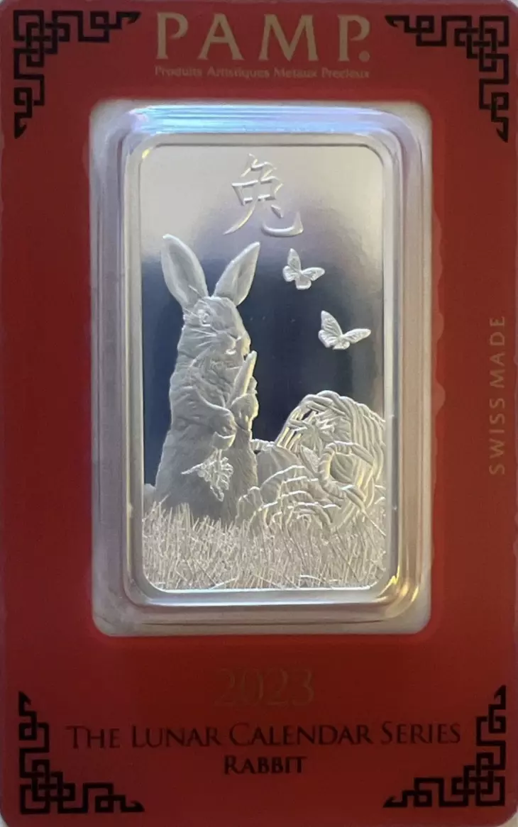 2023 Pamp Suisse Lunar Rabbit 1oz Silver Coin w/Mint Error (Missing Butterflies) thumbnail
