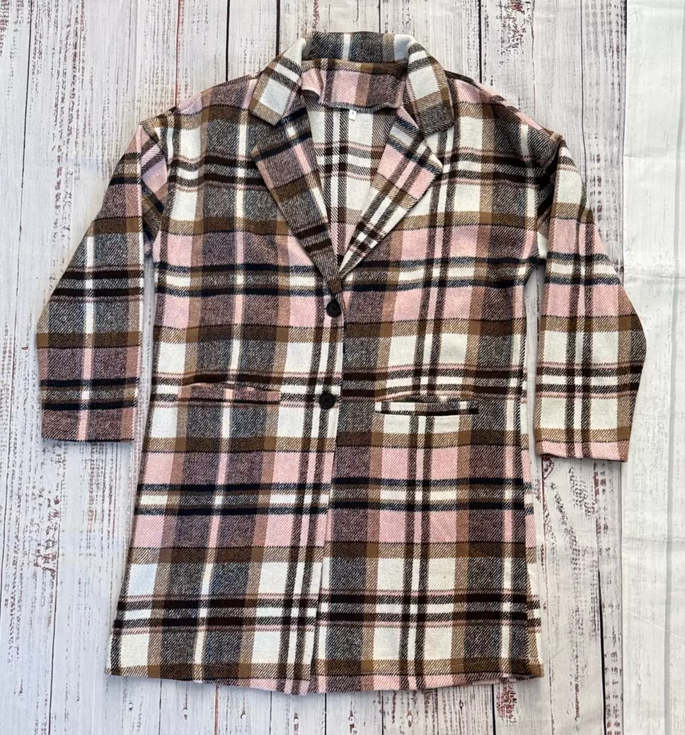 Plaid Long Shacket with Pockets NWT thumbnail
