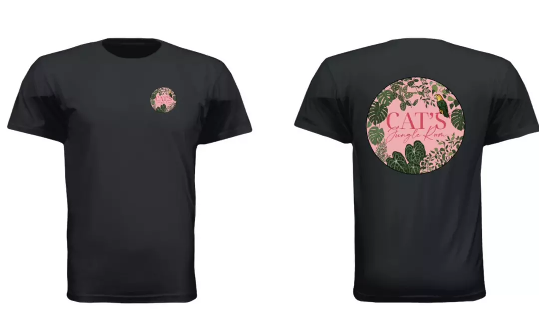 Cat’s Jungle Room Logo T-shirt pink on black thumbnail