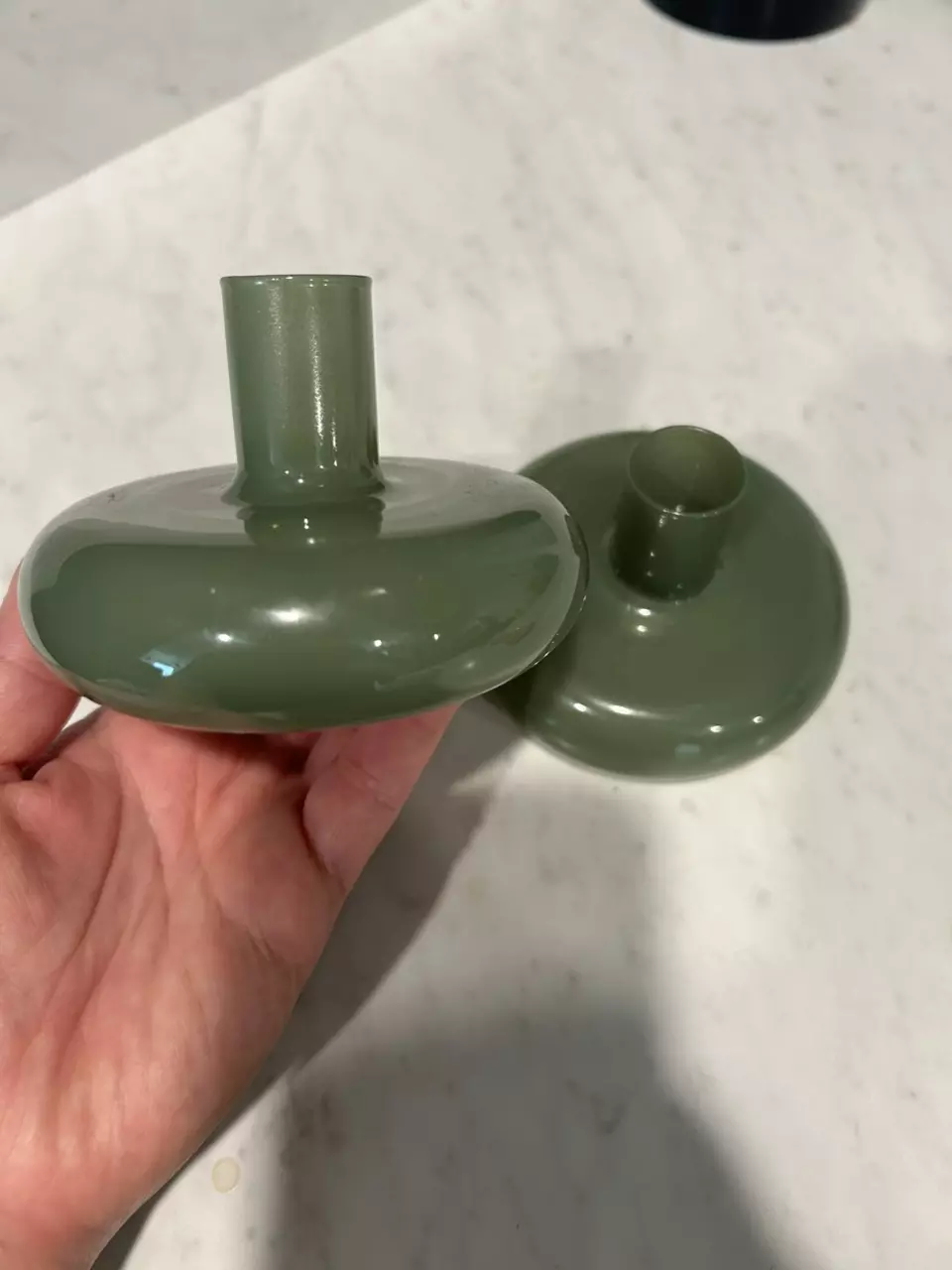 Glass taper candle holder Green set thumbnail