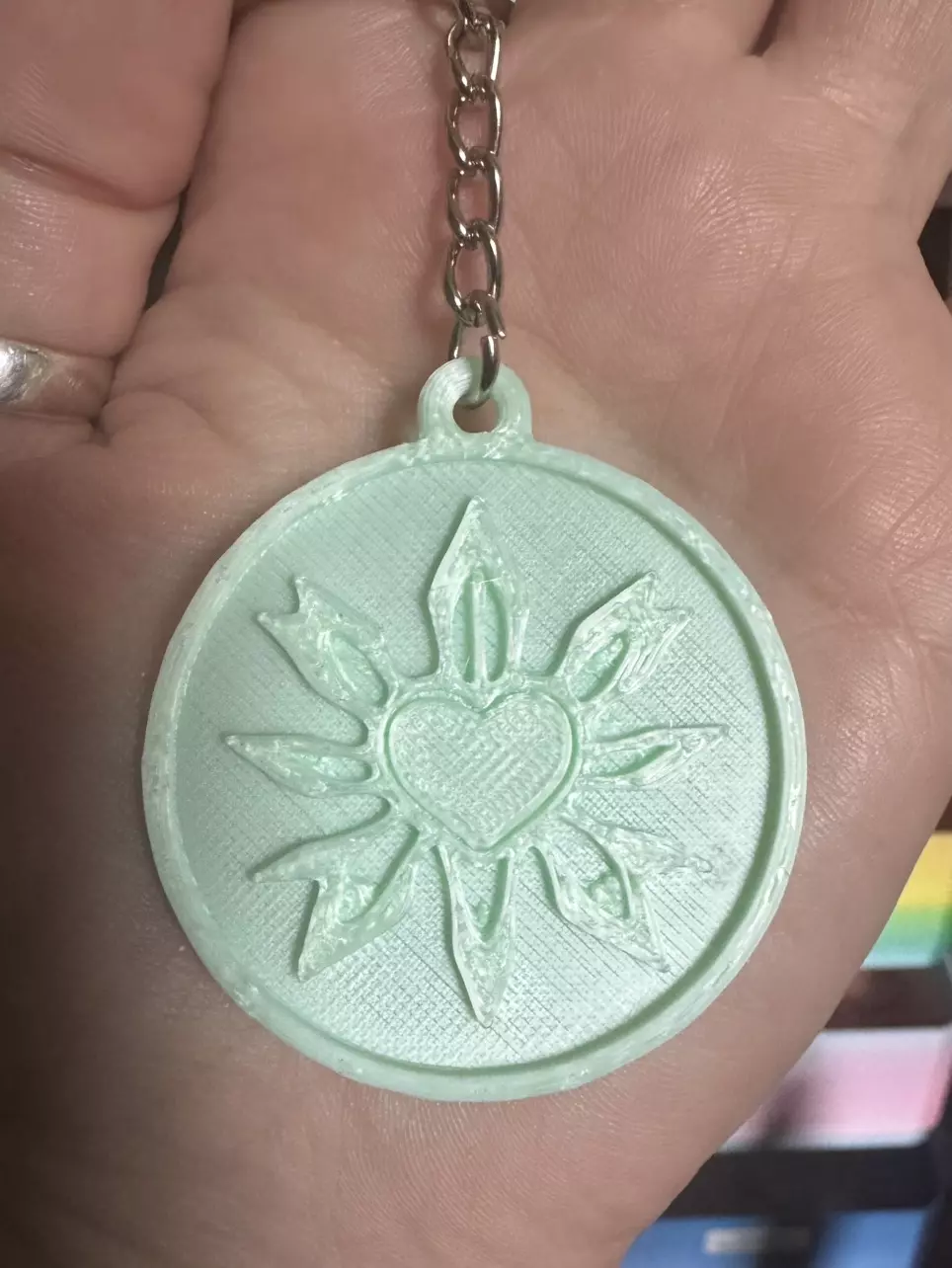 Mint heart medallion keychain thumbnail