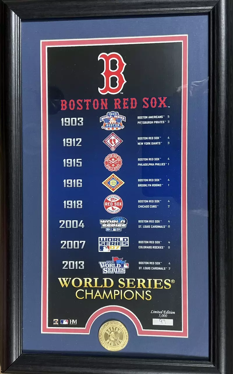 Boston Red Sox World Series Champions Bronze Coin mounted under glass 97/5000LTD thumbnail