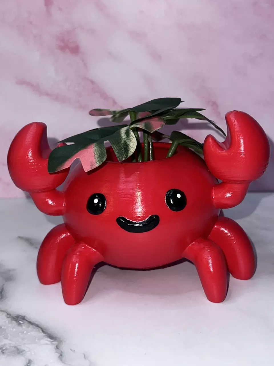 Cute Smiling Crab Flower Succulent Pot Planter 3D Printed Hand Painted WYSIWYG thumbnail