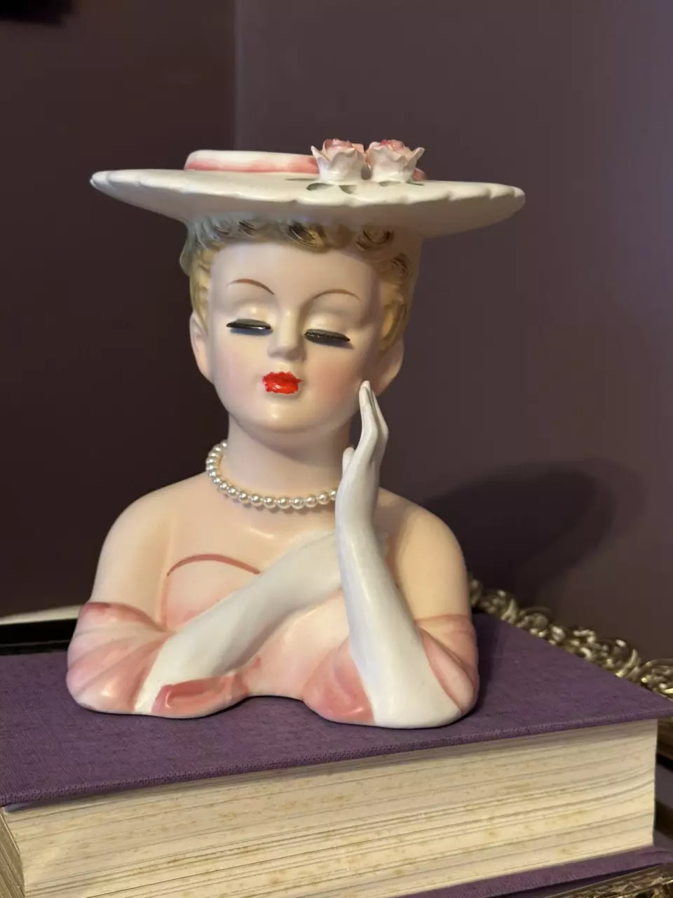 #28 Lovely Lefton Lady Head Vase 6” thumbnail