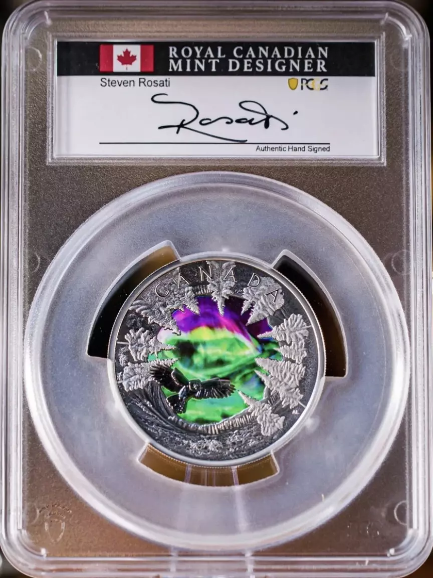 2025 $30 Canada Magic of the Northern Lights 2ozt FDOI PR70DCAM S. Rosati Auto thumbnail