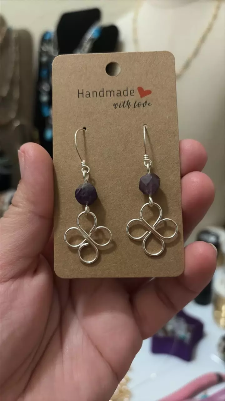 Amethyst clover earrings thumbnail