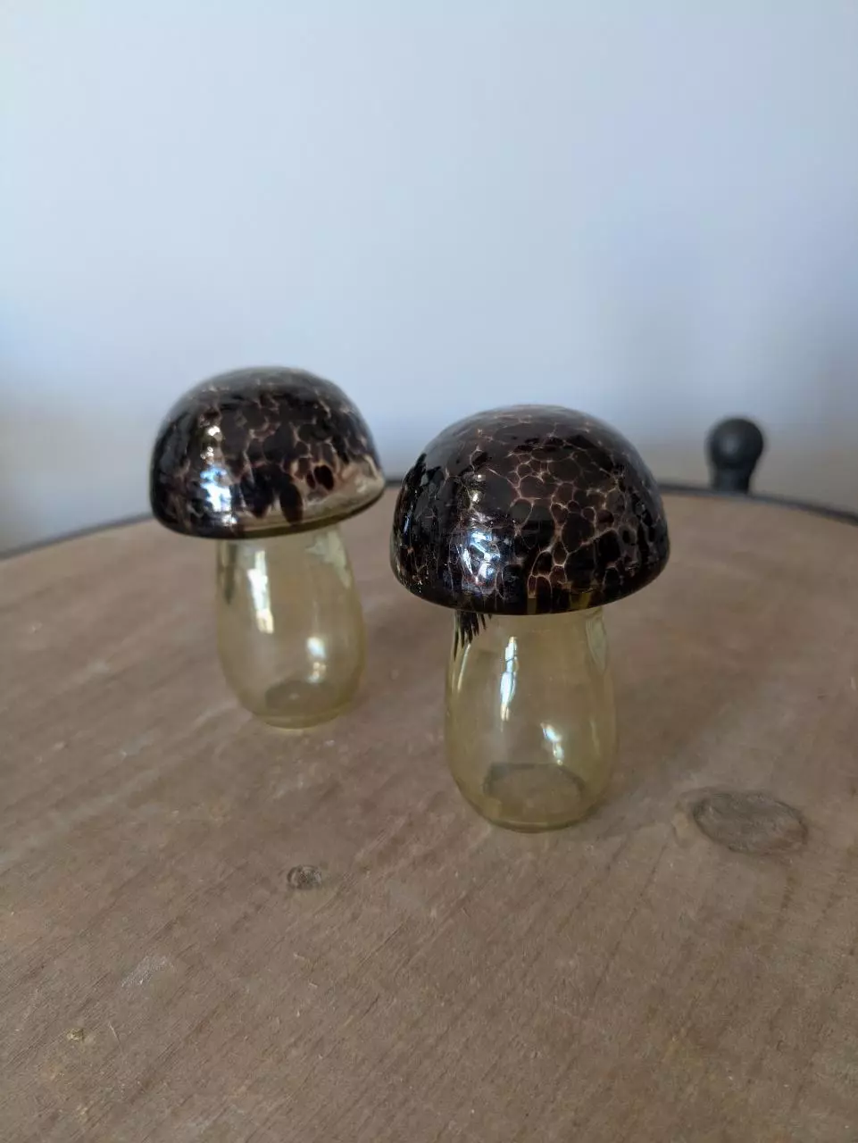 Blown Glass Mushrooms Brown Speckled 3" thumbnail