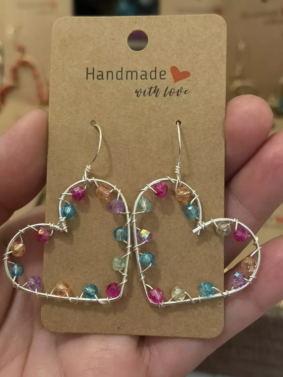 Colorful crystals wire wrapped hearts thumbnail