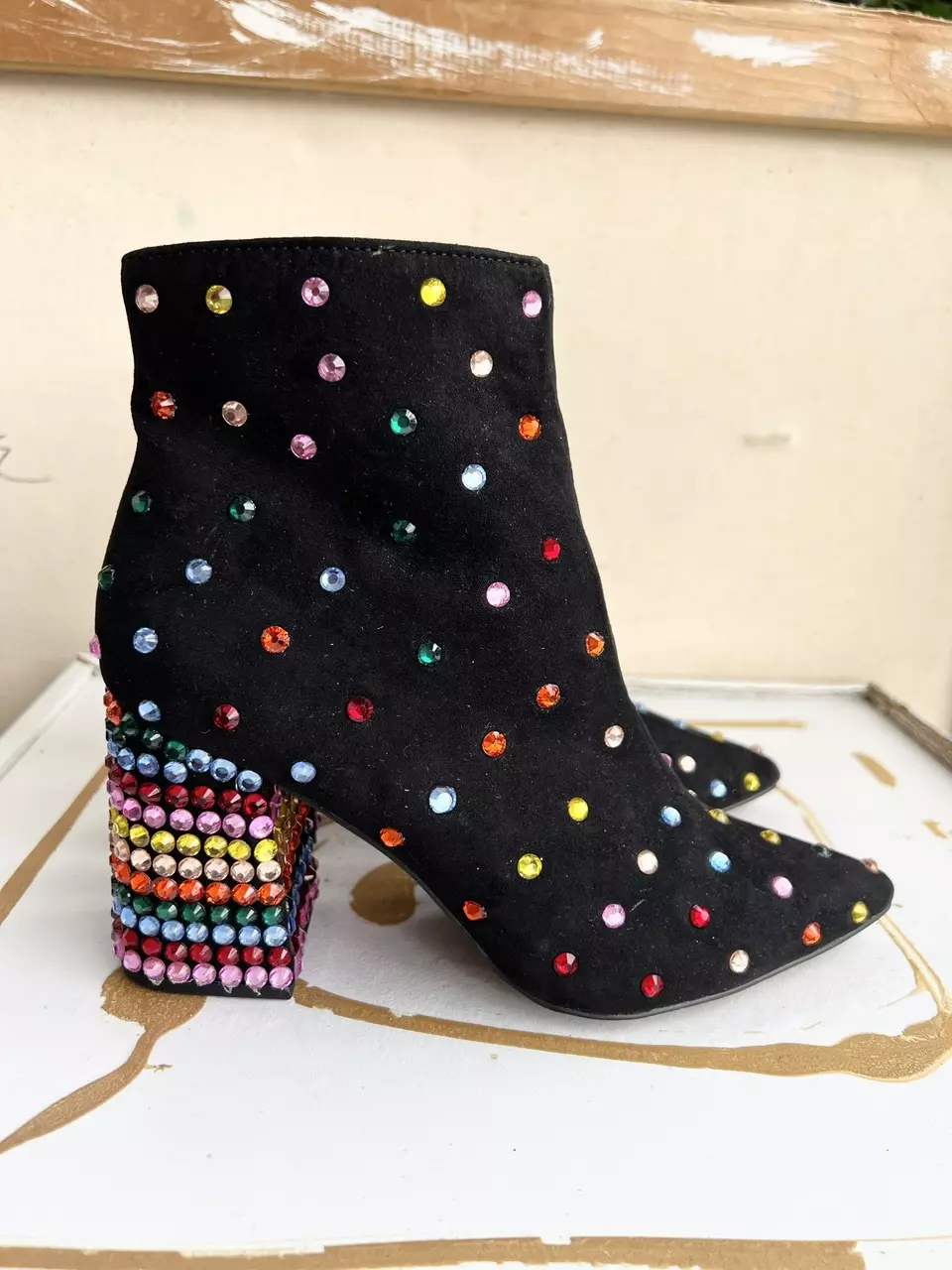 Betsey Johnson Women’s Keydence Fashion Calf Heeled Boots Rhinestones Size 6 thumbnail