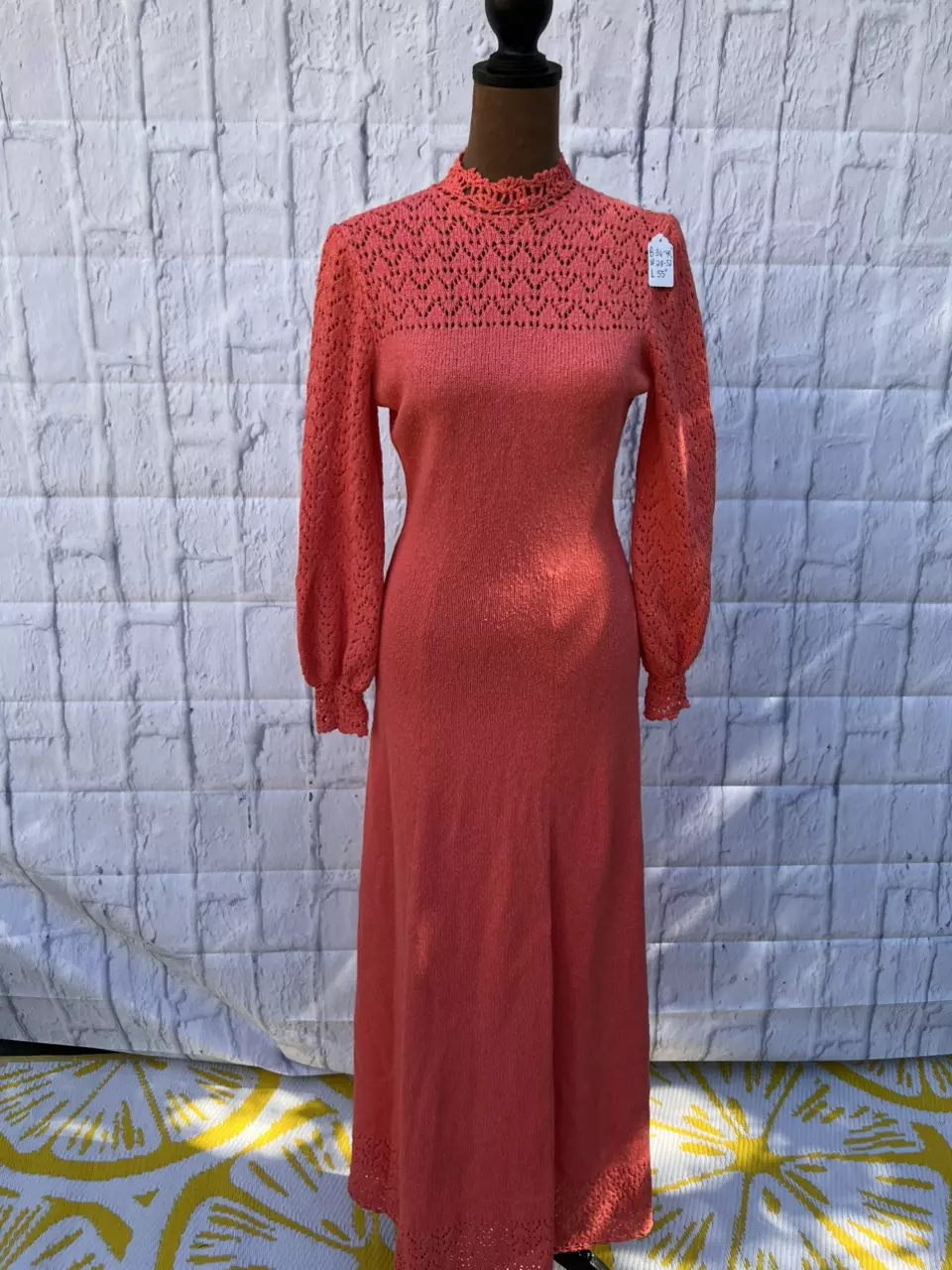 Knits
Vintage 60's Picardo Knits Maxi Dress Pink Coral Crochet Pointel SIZE M thumbnail