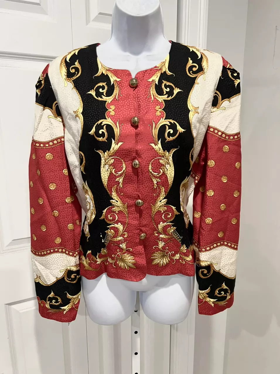 Talbots Women’s Vintage Silk Floral Lightweight Blazer Jacket Gold Buttons Sz 10 thumbnail