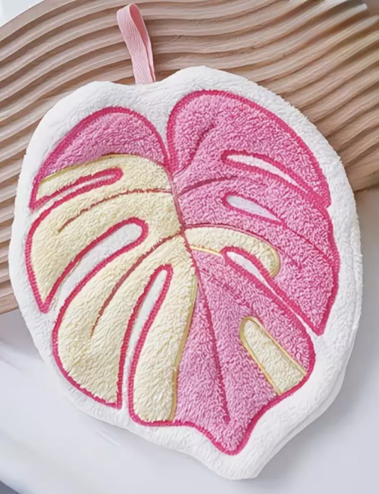 Monstera Hand Towel (pink) thumbnail