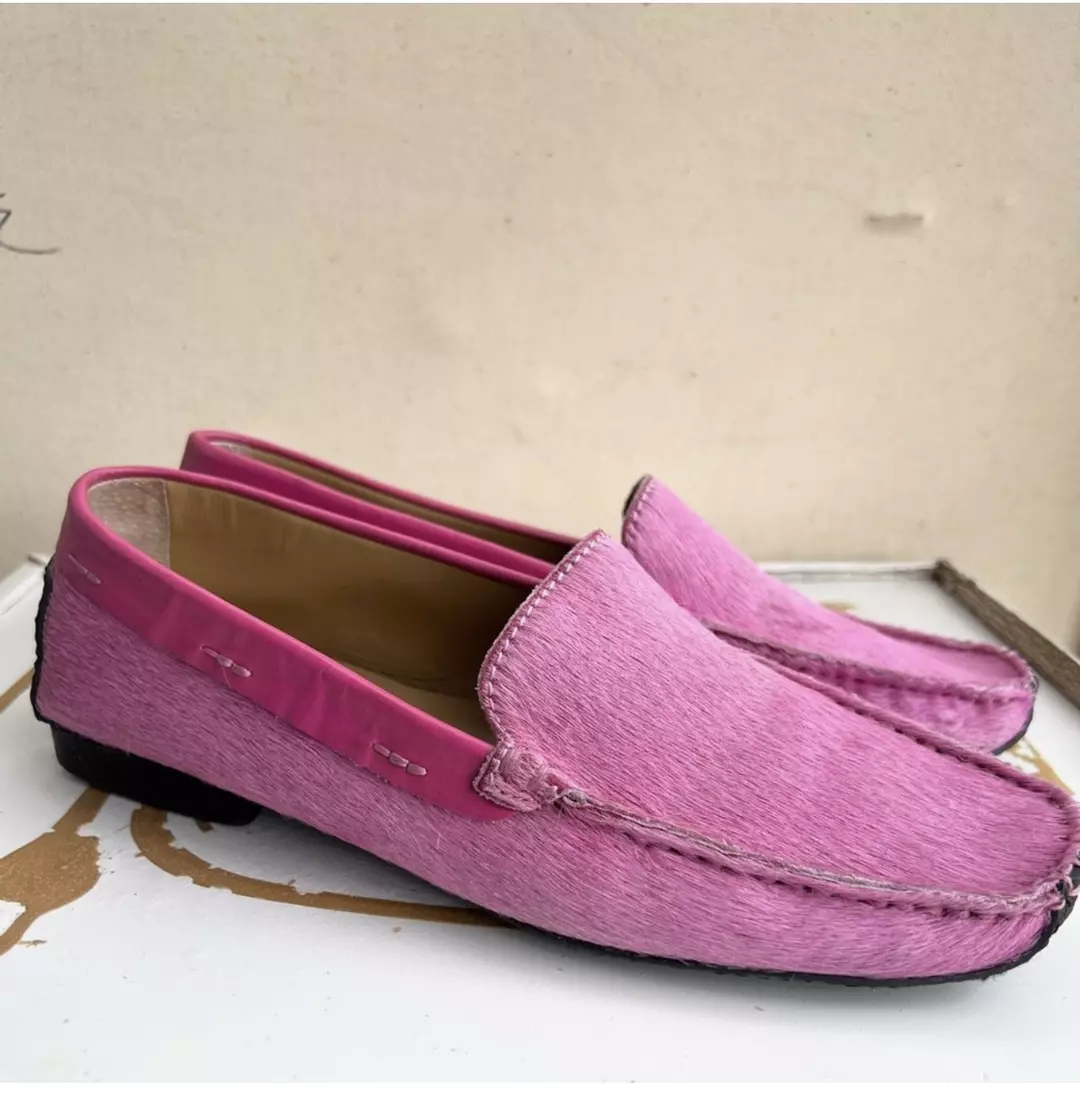 FRANCO SARTO FUSCHIA CALF HAIR LOAFER SHOES Sz 9 is thumbnail