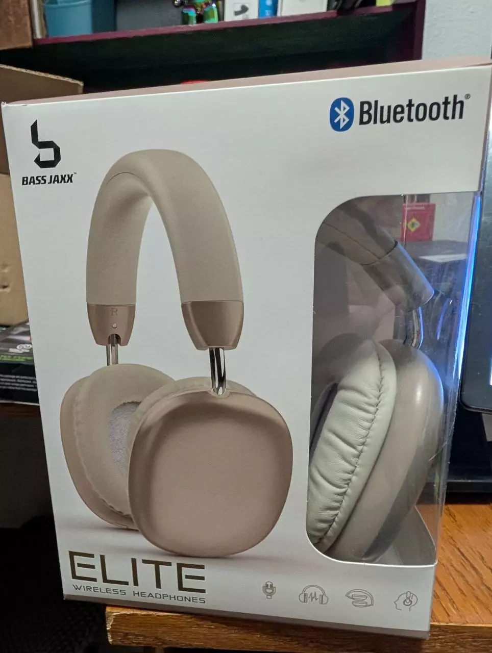 Beige Bluetooth wireless headphones thumbnail