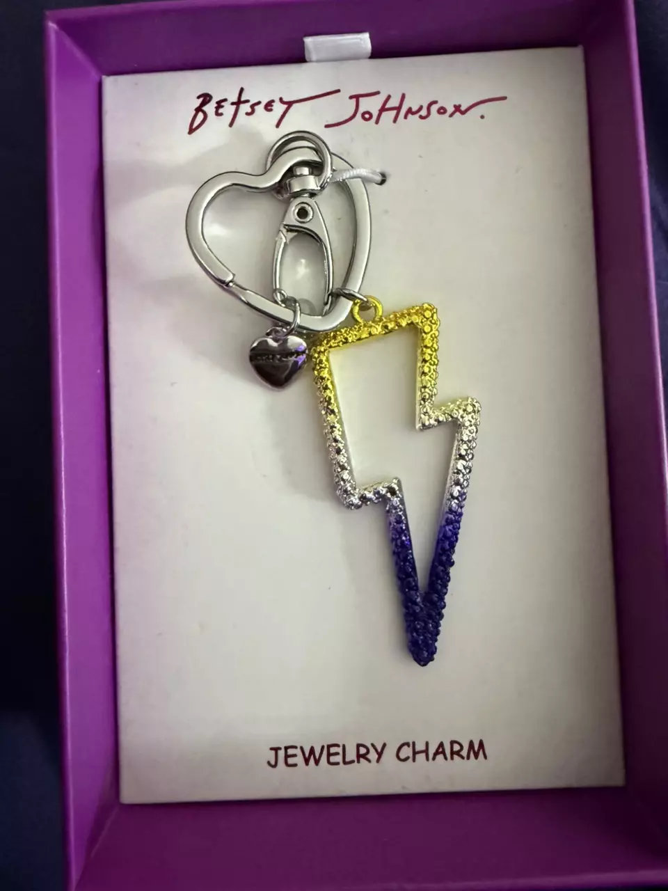 Betsey Johnson Ombré Bag Charms Heart Thunderbolt  Cherries NWT $40 thumbnail