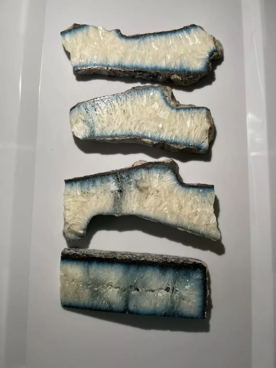 AAA+ Nakauriite Blue Ice Agate slices from Indonesia thumbnail