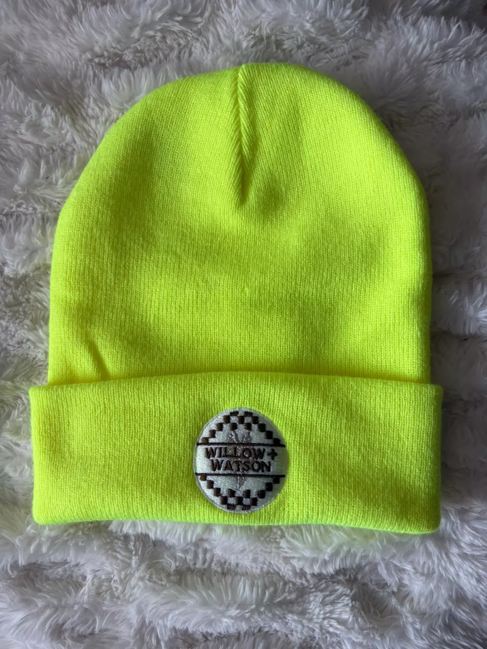 Neon Yellow Embroidered Logo Beanie thumbnail