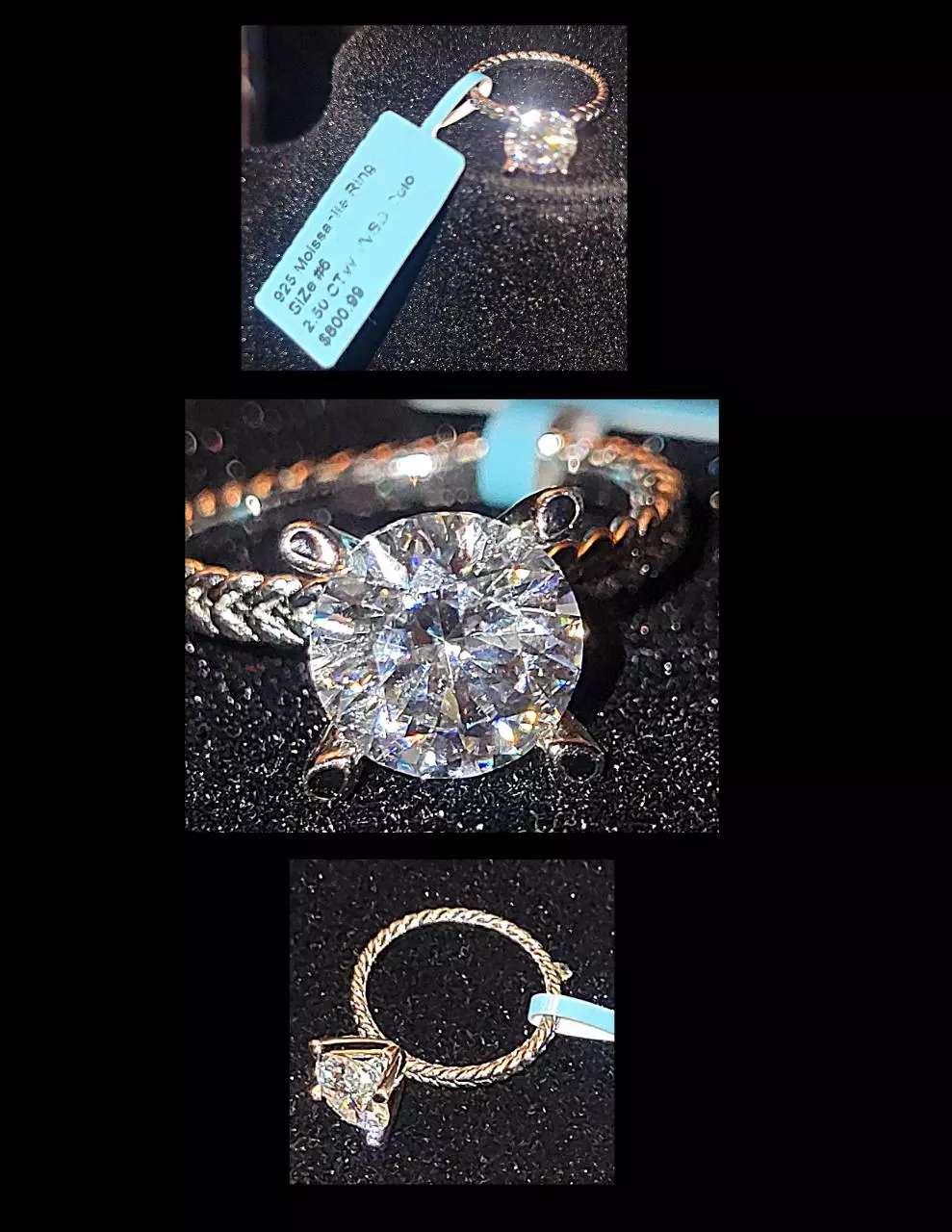 Soild 925 silver Moissanite Ring size 6      2.50 ctw thumbnail