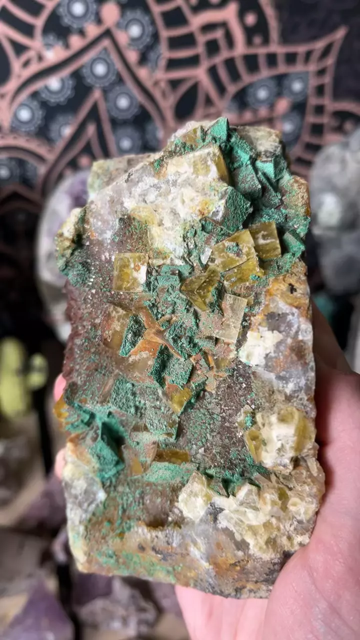 Yellow Cubic Malachite Fluorite thumbnail
