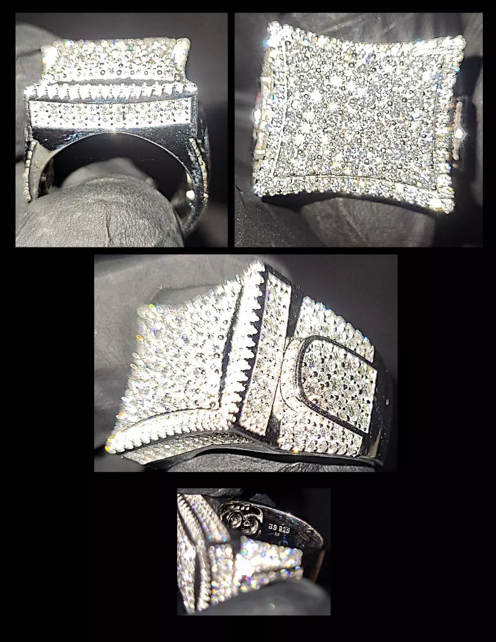 Soild 925 silver Moissanite ring size 10 weight 13.5g thumbnail