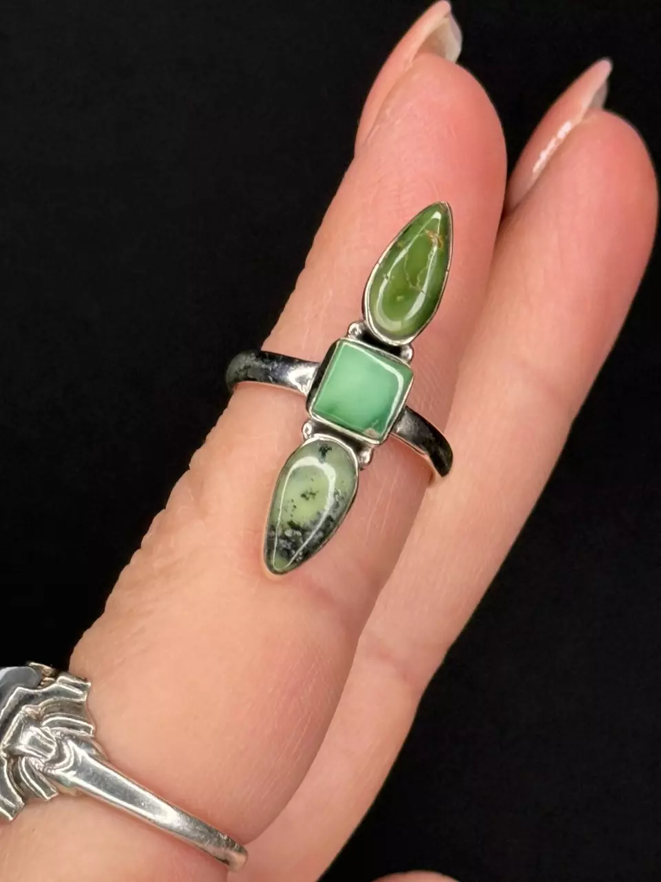 🌿STERLING SILVER AND SONORAN GOLD TURQUOISE RING • size 7 thumbnail