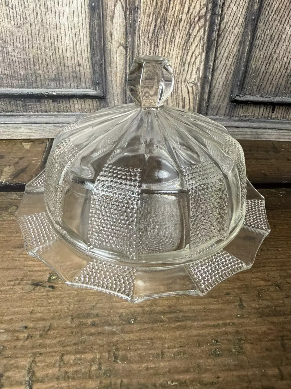 Vintage Jeannette “Dewdrop” Depression Glass Butter Dish ✨ thumbnail