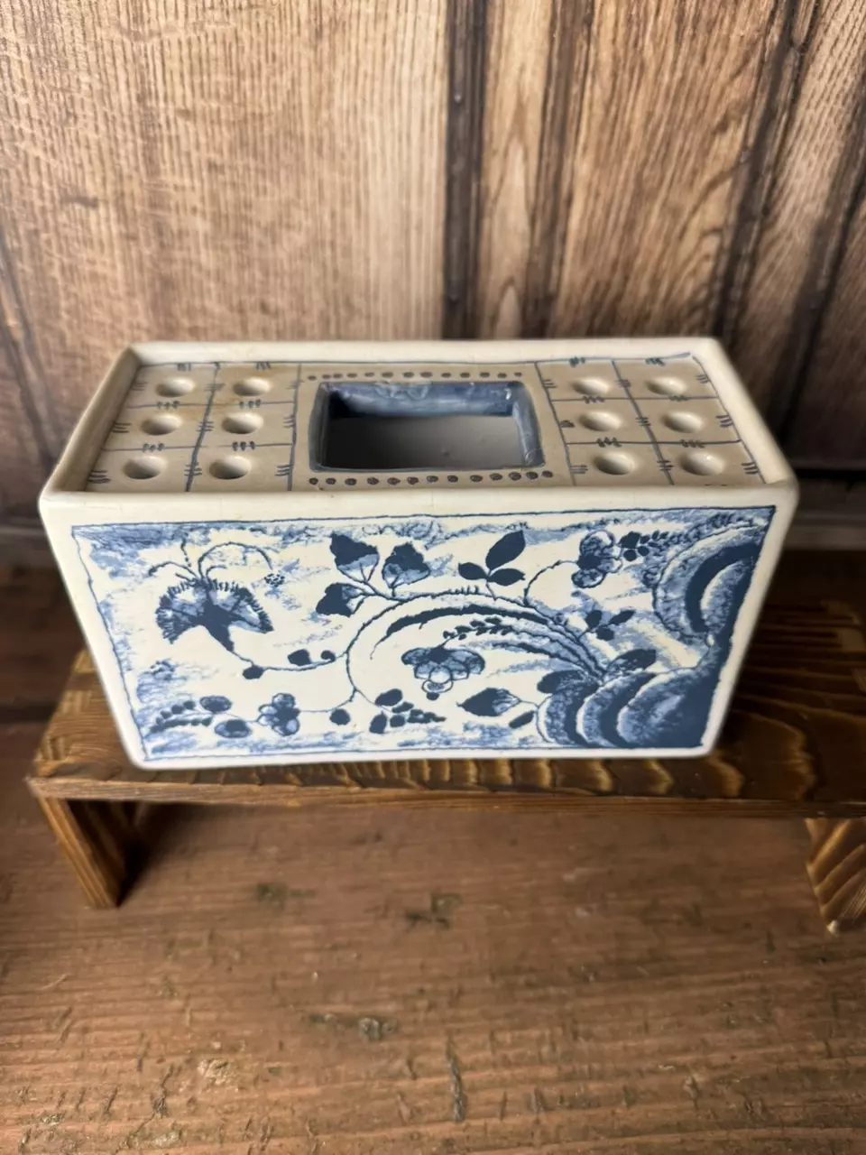 Mottahedeh for The Met Museum Blue & White Ceramic Flower Brick thumbnail