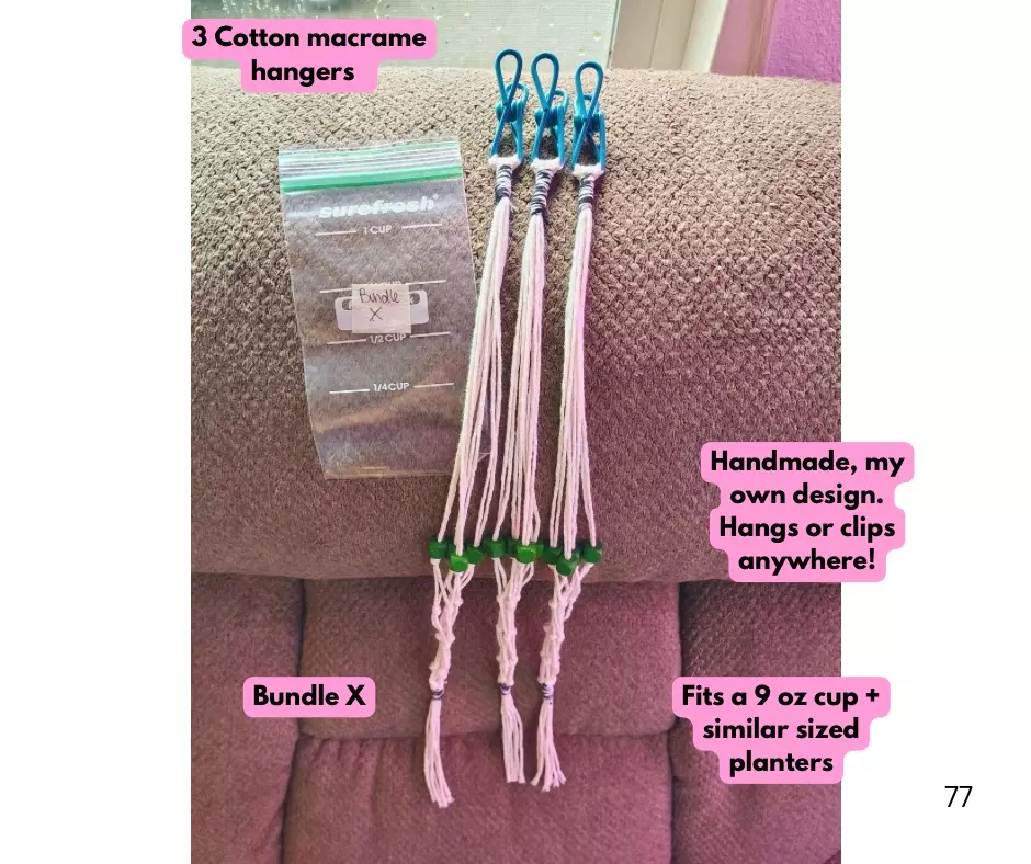 3 pack cotton mini macrame hangers thumbnail