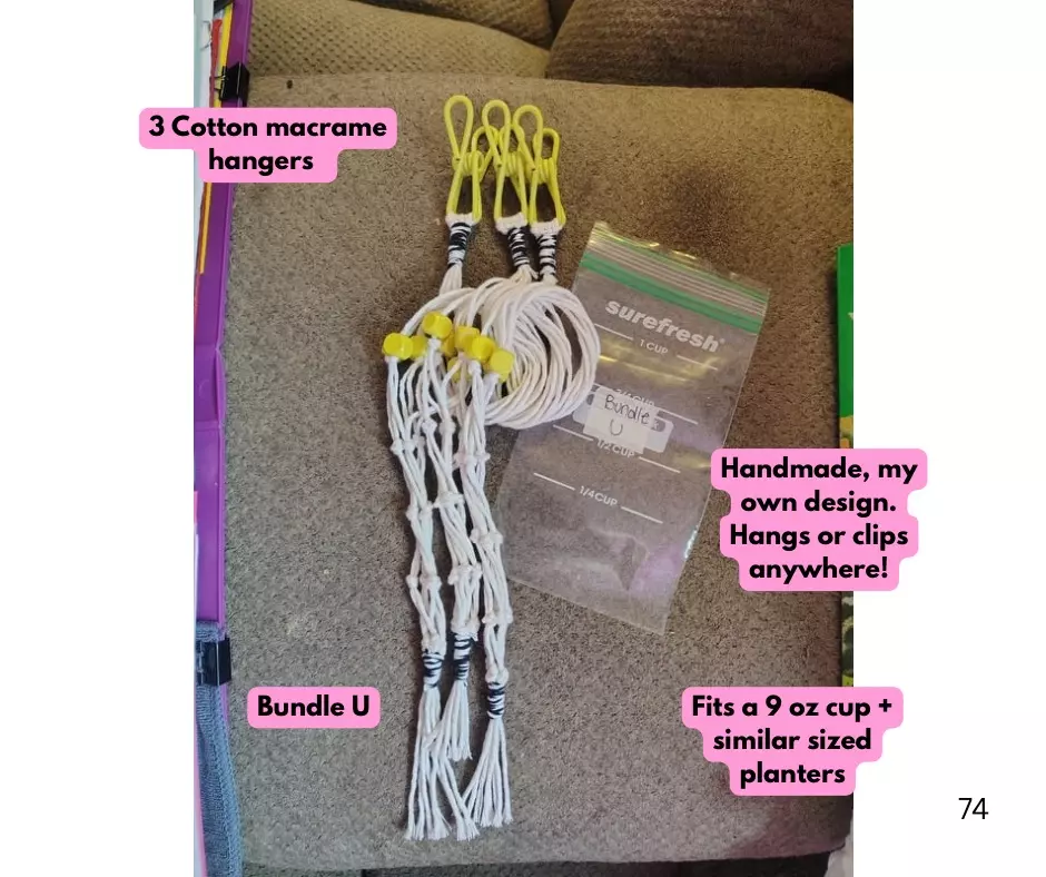 3 Pack Handmade Mini Macrame Hangers thumbnail