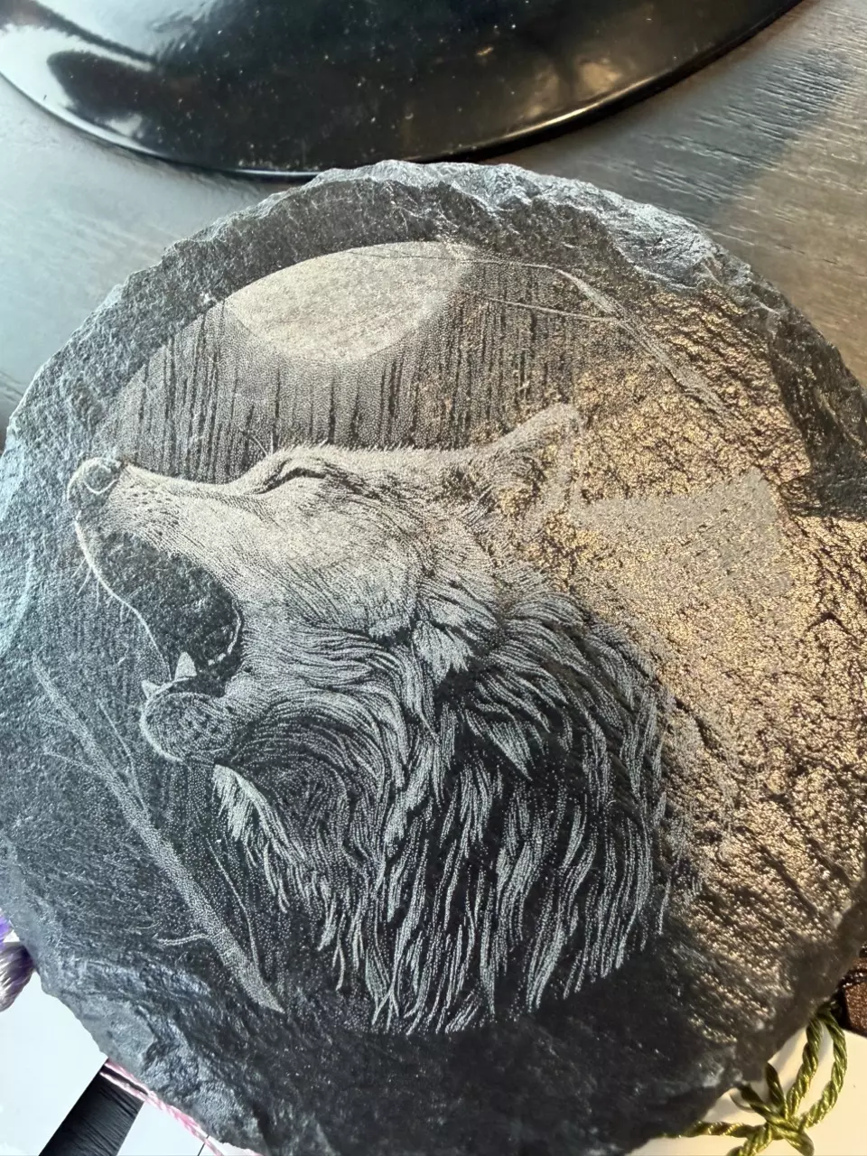 Howling Wolf Slate Coaster. Set of 4 thumbnail