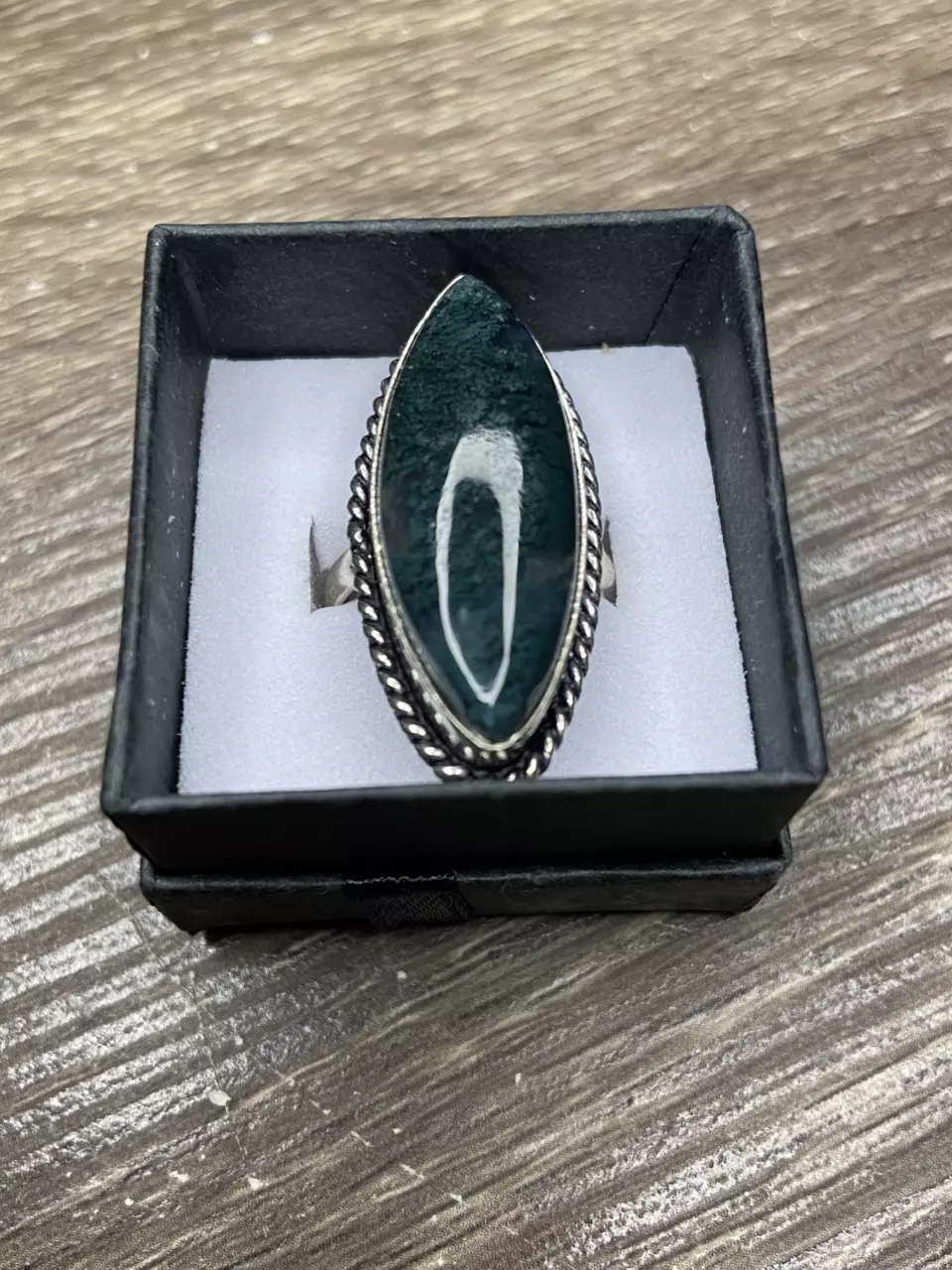 Moss Agate & Silver 925 Ring Size 7.75 thumbnail