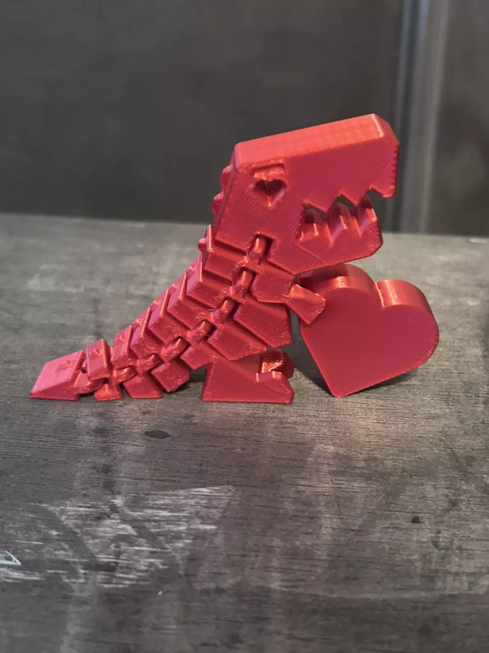 Red Dinosaur Holding Heart 3d Print Fidget Toy thumbnail