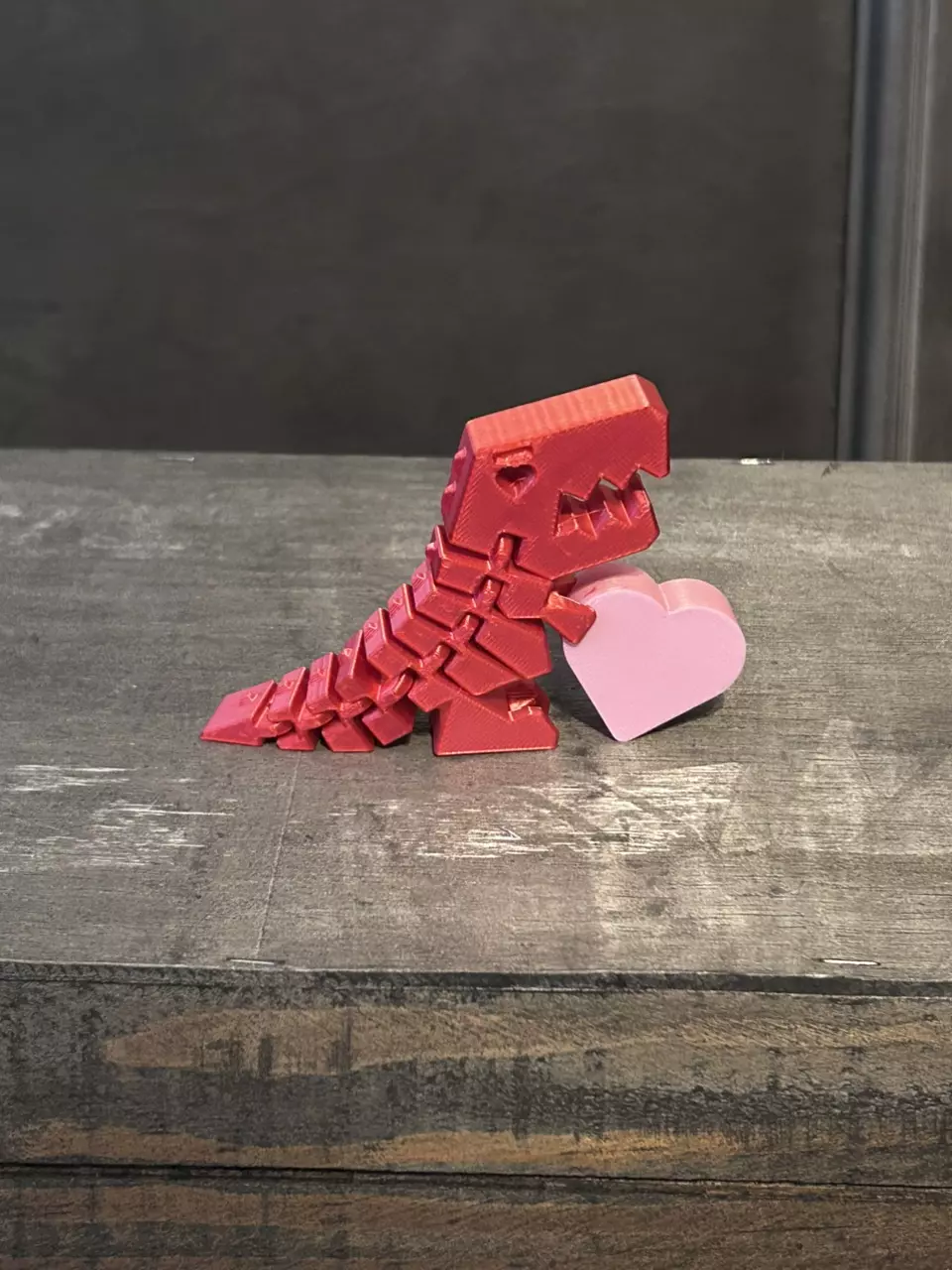 Dinosaur Holding Pink Heart Fidget Toy 3d Print thumbnail