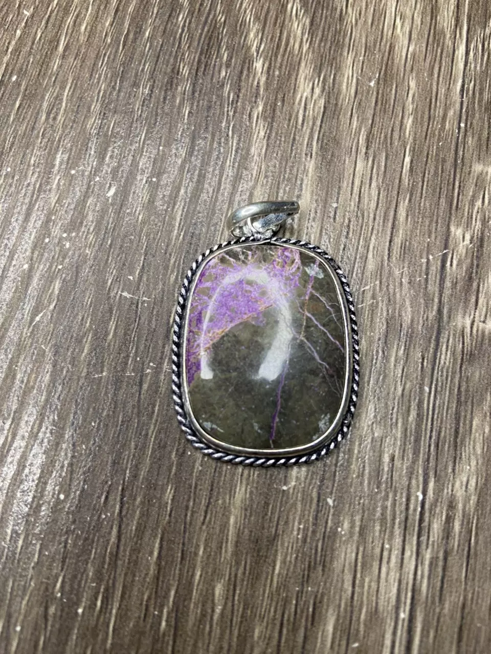 Atlantisite (Serpentine+Stichite) Silver Plated Pendant thumbnail