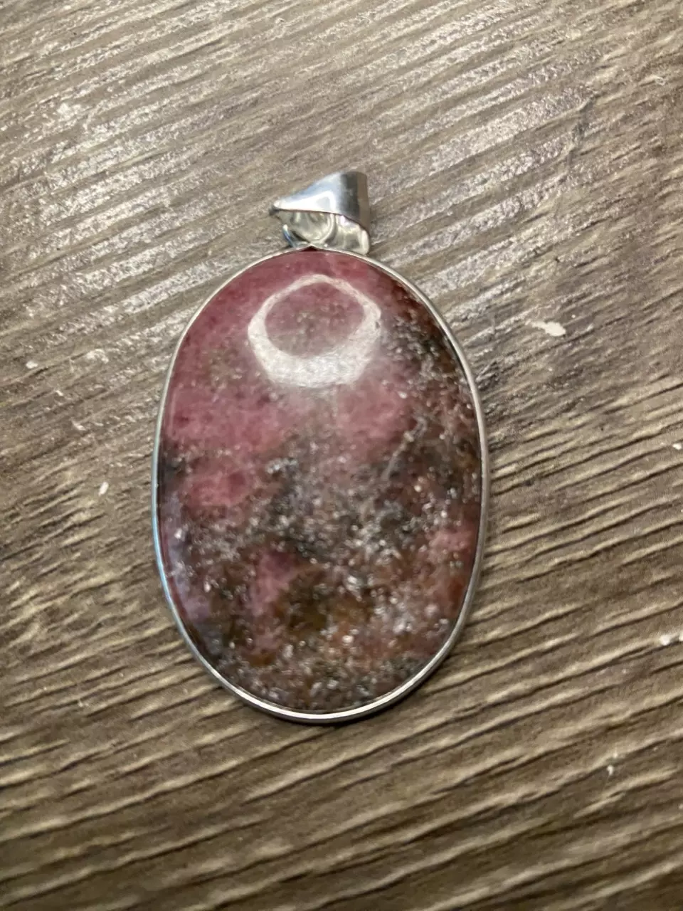 Rhodonite Silver Pendant 2” thumbnail