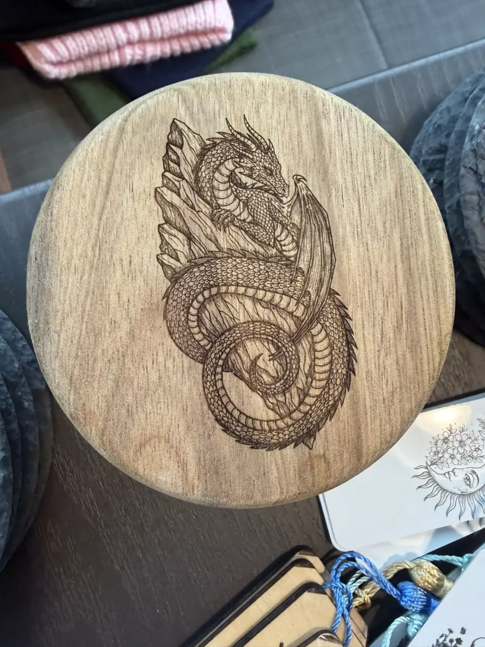Dragon and Stone wood coaster set of 4 thumbnail
