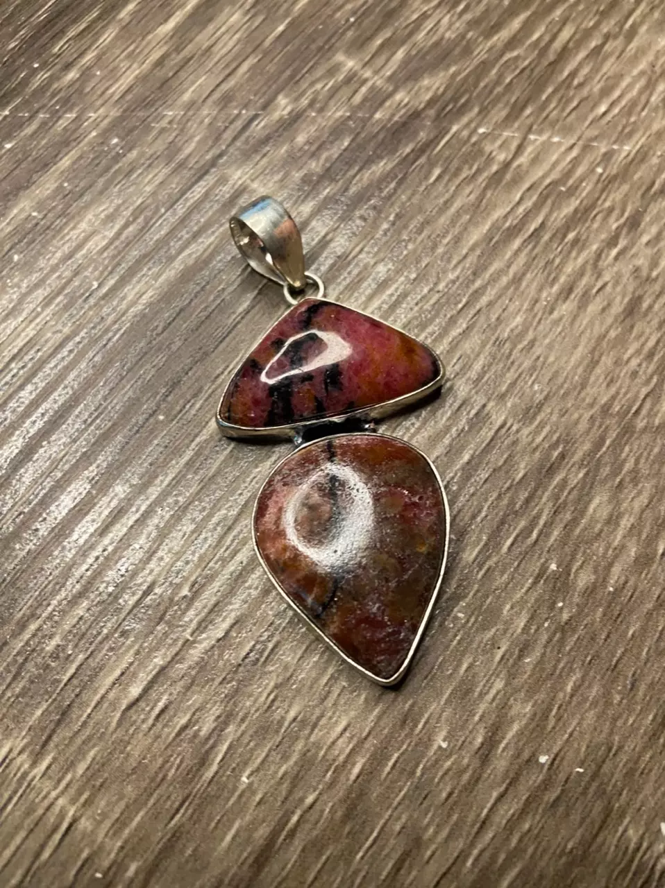 Rhodonite Silver Pendant 3” thumbnail