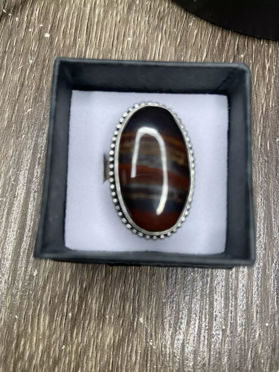 Tiger Iron Silver 925 Ring Size 7.75 thumbnail