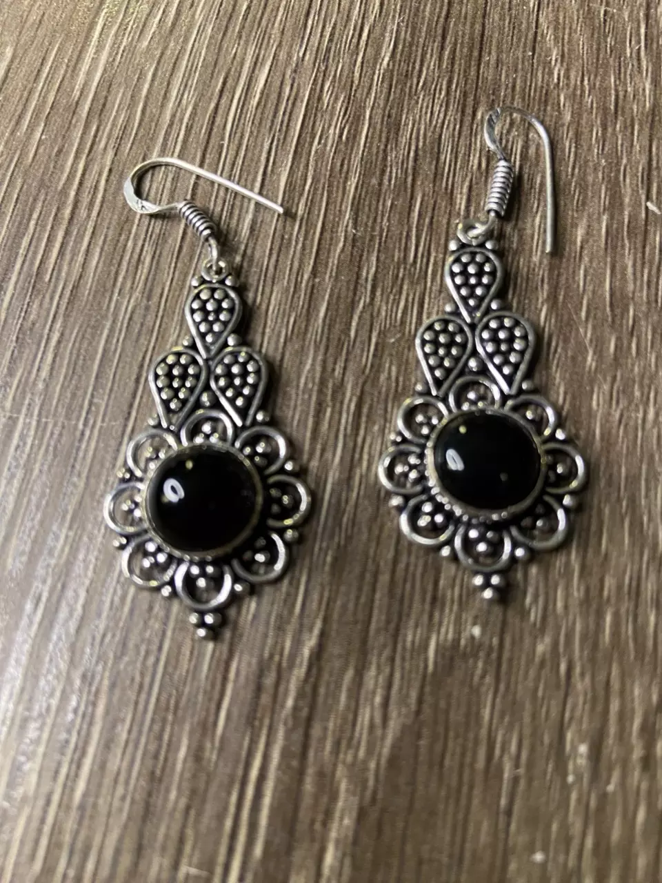 Onyx Silver Earrings 2” thumbnail