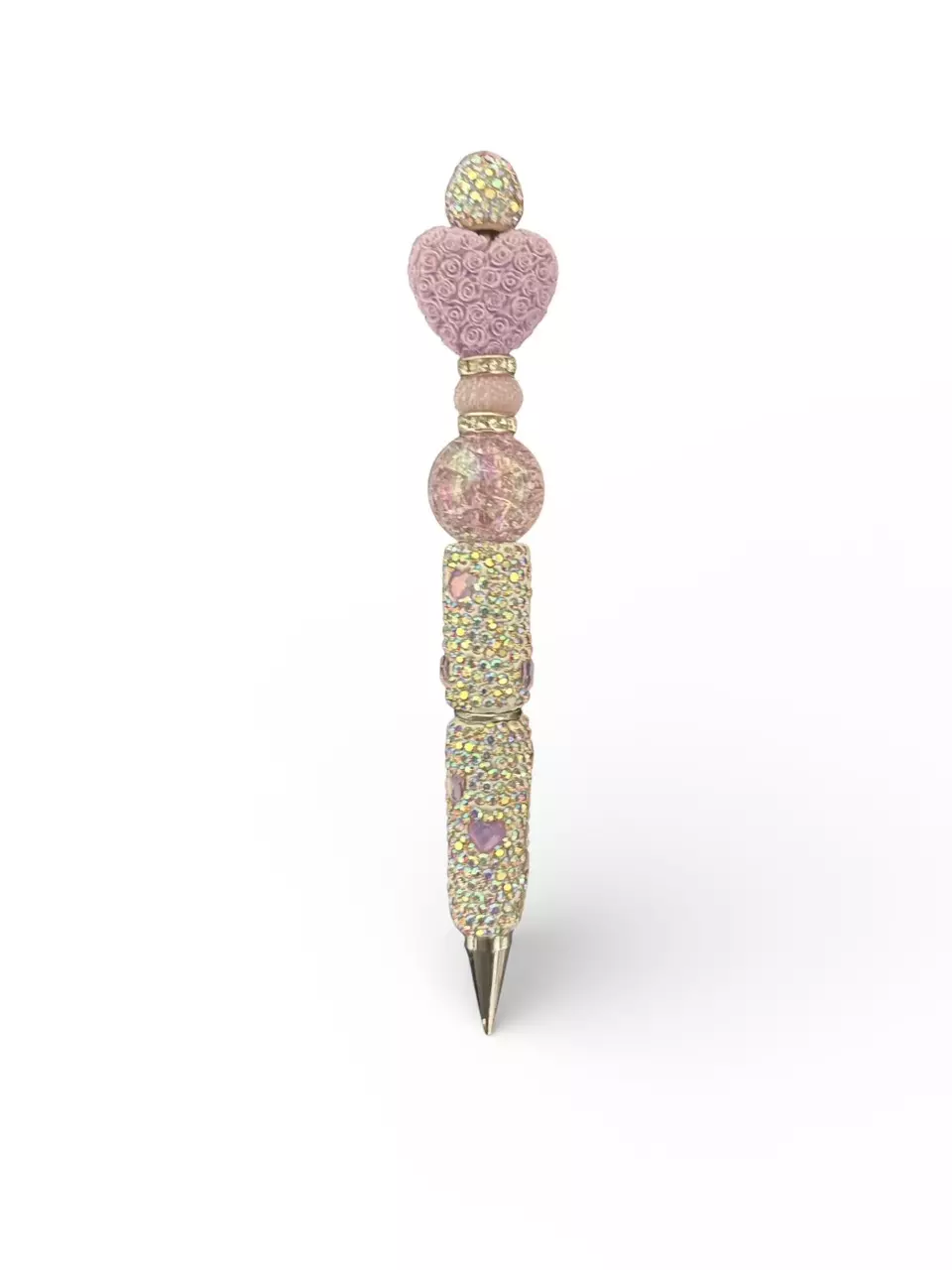 Lilac Heart Bedazzled Beaded Pen thumbnail