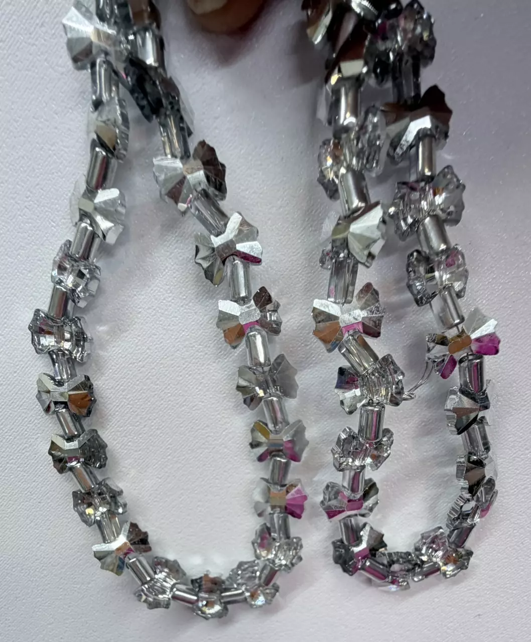 9x 7 mm glass silver/clear bows thumbnail