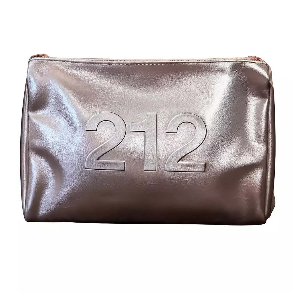 CAROLINA HERRERA 212 COSMETIC BAG IN ROSE GOLD 11”x8”x2 approx. NEW thumbnail
