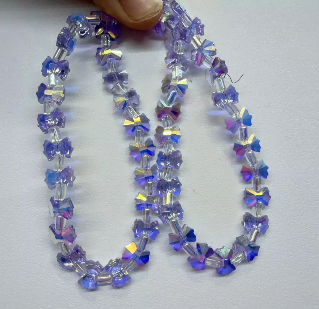 9x 7 mm glass transparent purple ab 13 facet bows thumbnail