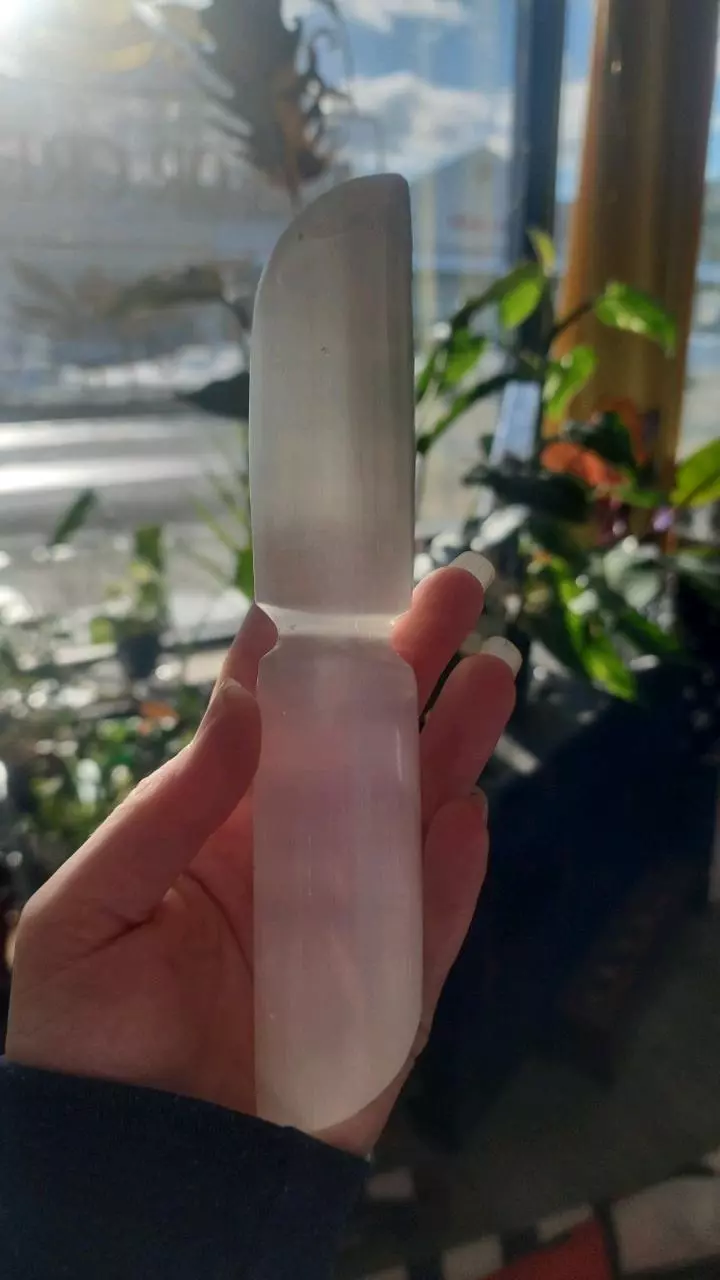 Selenite Dagger various sizes and some etched thumbnail