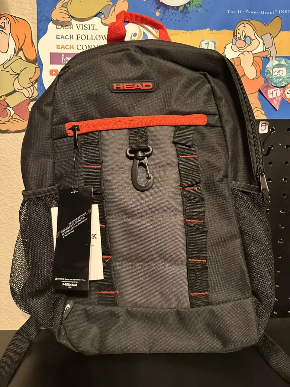 Black and Red Head Full Size Backpack thumbnail