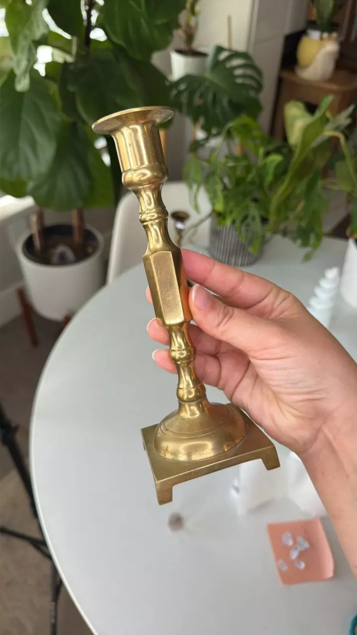 Brass candle holder / sphere stand - lm228 thumbnail