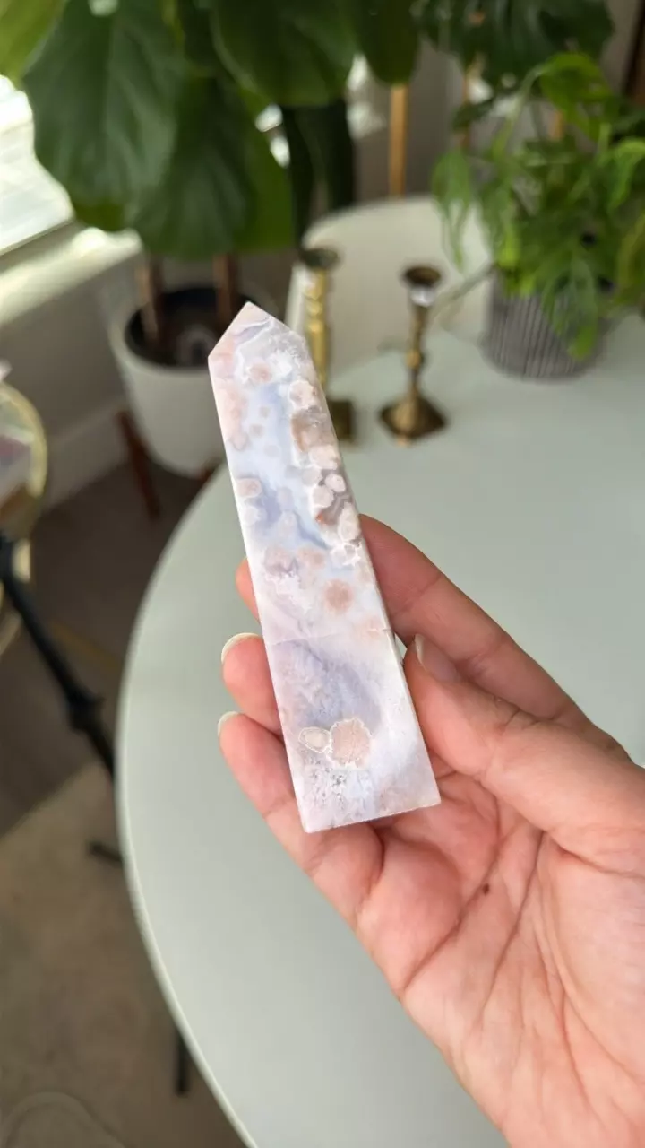 Pink amethyst Flower agate tower - lm225 thumbnail